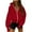 Red, variant on mihongmao Up to 50% off Fall 3/4 Sleeve Shirts for Women Fashionable Women's Casual Long Sleeved Zipper Hooded Solid Color Hoodie, Black L
