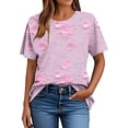 thumbnail image 4 of Summer Savings Clearance Xunlbb Women's Round Neck Print Casual Print Short Sleeved Top Short Sleeved Round Neck Top/shirt ,T-shirt Tunic Tops Multicolor, 4 of 4