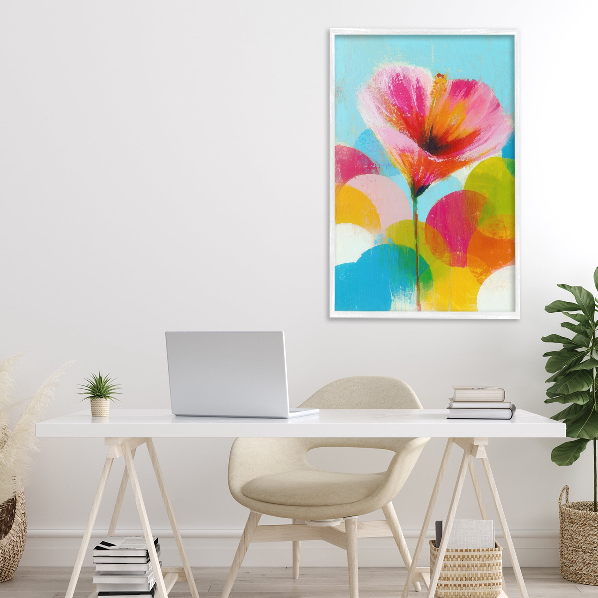 Stupell Industries Hibiscus In The Sun White Framed Giclee Art, design by Chromatic Storm Studio