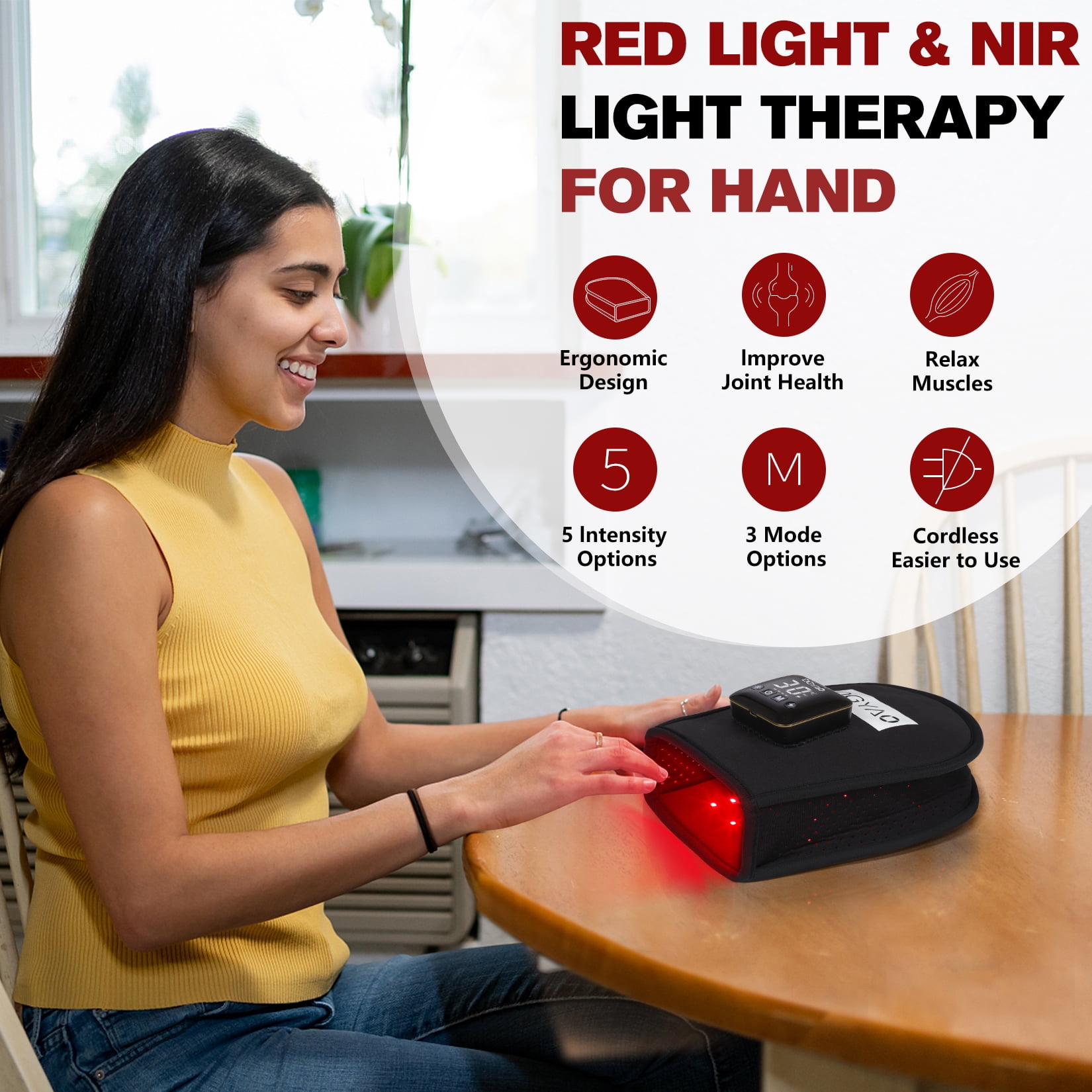TUOYR Cordless Red Light & Near Infrared Light Device for Hand, Perfect Gift Present for Man/Woman/Family