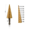 thumbnail image 3 of Juego de brocas escalonadas WORKPRO de 3 piezas con revestimiento de titanio HSS, 3 of 9