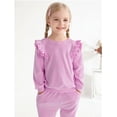 thumbnail image 2 of GYRATEDREAM Girls 2 Piece Outfits Kids Velour Sweatsuit Fall Tracksuits Ruffle Long Sleeve Pullover Sweatpants Clothing Sets, 2 of 9