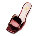 thumbnail image 2 of FSJ Women Sexy Crystal Low Chunky Block Heel Backless Sandals Comfortable Mules Square Open Toe Heeled Slip On Slippers Shoes Size 5 Red, 2 of 4