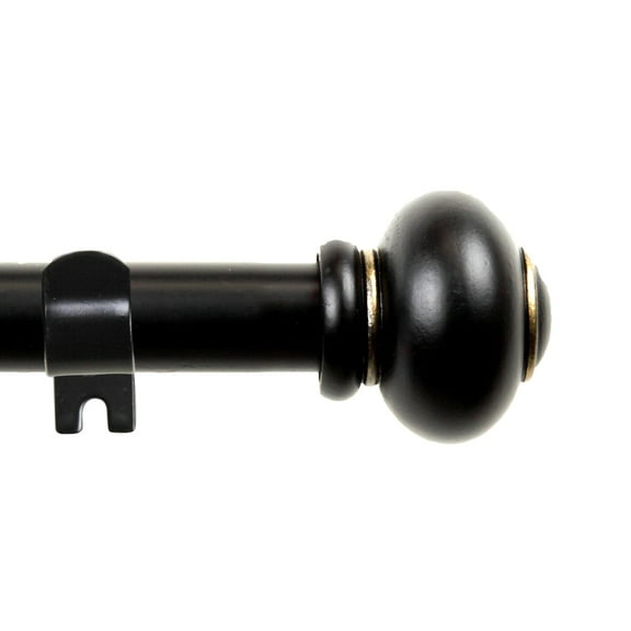 87.6" Black Solid Round Curtain Rod with Mounting Bracket
