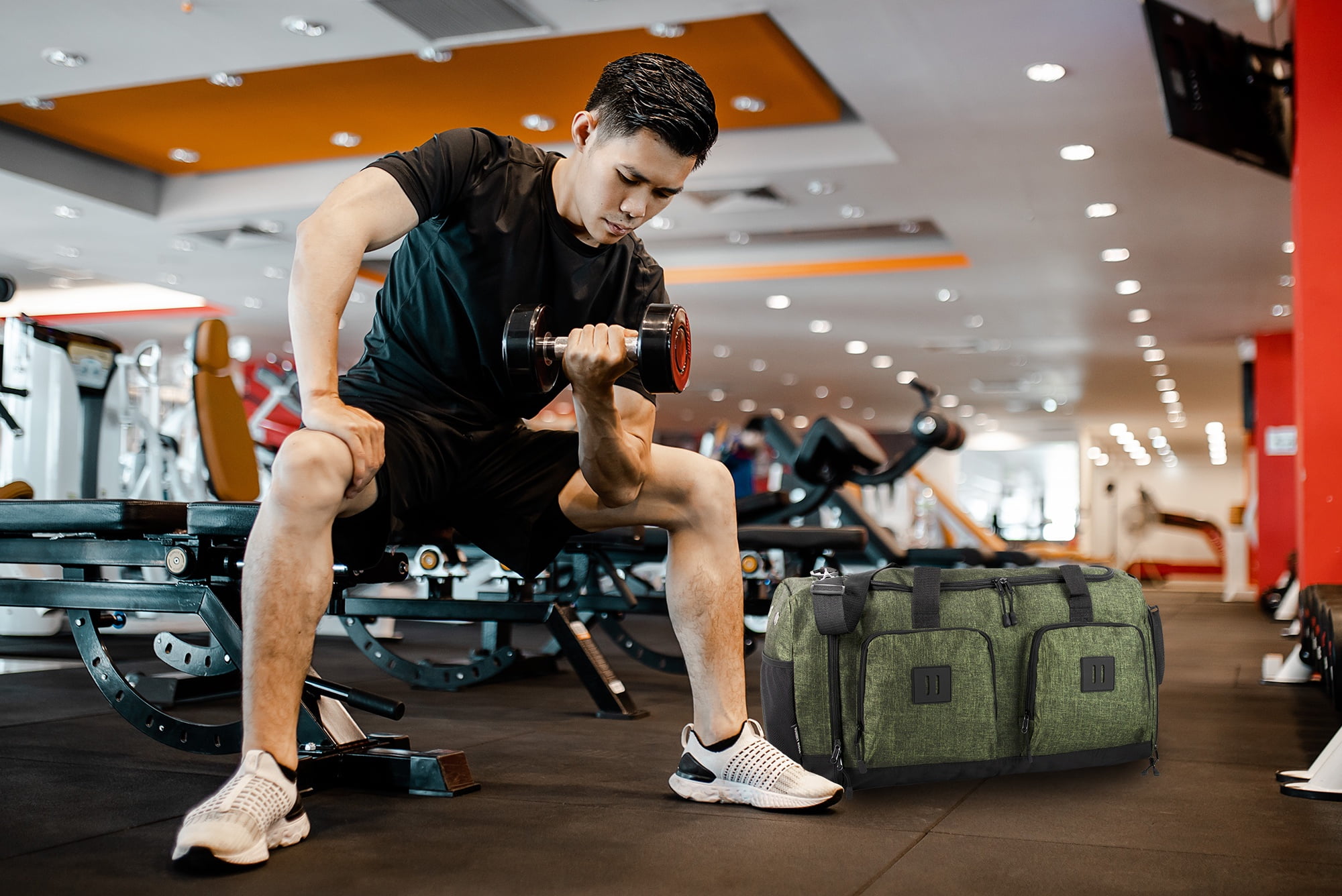 Summit Ridge 22"L Duffel Bag 38 Liter Capacity for Gym Clothes, Sports Equipment, Towels, Sneakers, Travel, Commute in Hunter Green