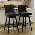 thumbnail image 4 of TEWLOSS 30" Swivel Bar Height Bar Stools with Back Set of 2, Black Velvet Kitchen Stools, 4 of 10