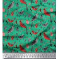 thumbnail image 1 of Soimoi Green Cotton Voile Fabric Leaves & Birds Folk Art Print Fabric by Yard 42 Inch Wide, 1 of 3