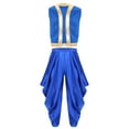 thumbnail image 3 of iiniim Mens Arabian Prince Sets Halloween Costume Open Front Tank Vest with Loose Harem Pants Royal Blue M, 3 of 7