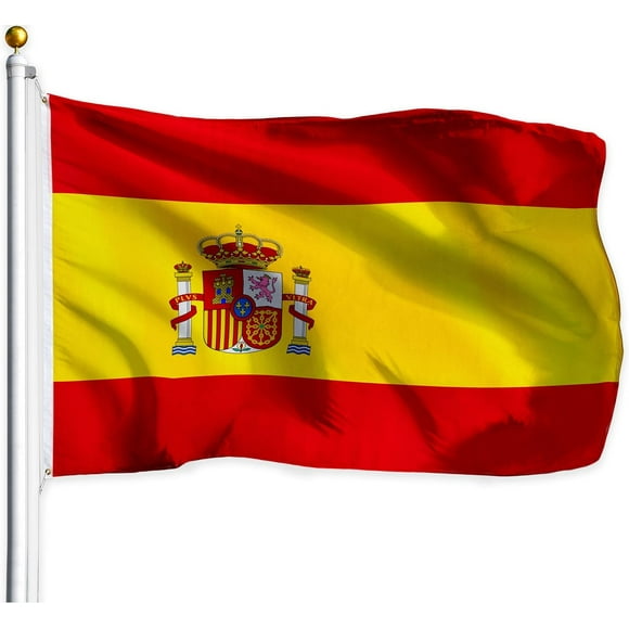 TRAHOO-Spain Spanish Flag | 3x5 Ft | LiteWeave Series Printed 100D Polyester | Country Flag, Vibrant Colors, Brass Grommets