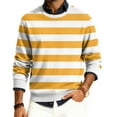 thumbnail image 2 of Wutalume Men's Round Neck Ribbed Knit Pullover, Long Sleeve Striped Print Sweater, Comfortable Stretch Top for Casual Layering and Everyday Wear,Yellow S, 2 of 6