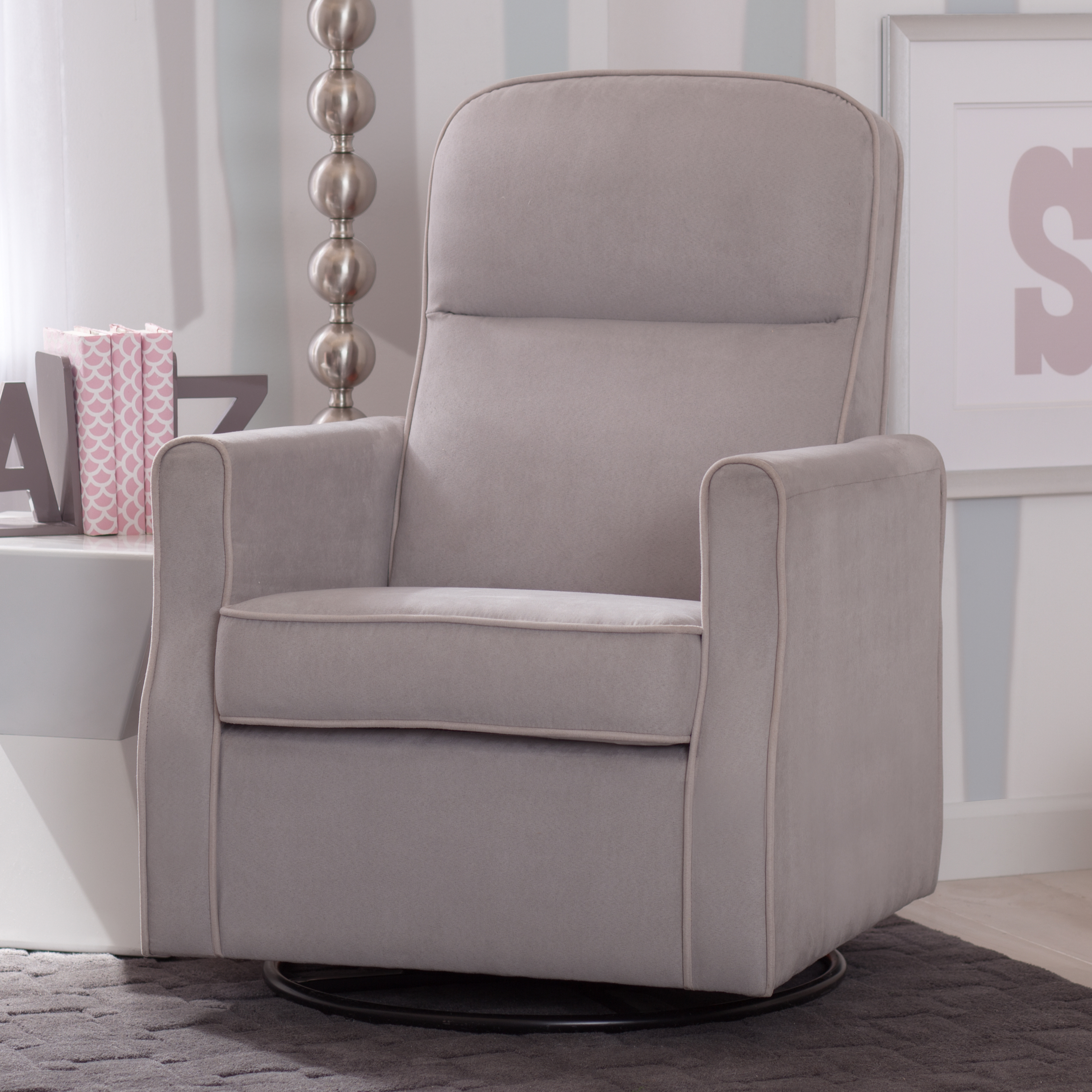 Delta Children Clair Slim Nursery Glider Swivel Rocker, Dove Gray photo 1