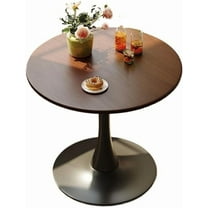 24" Tulip Table for 2-3 Persons Walnut Modern Round Dining Tables Mid-Century Kitchen Table Wooden MDF Top Steel Base Small for Living Room Balcony Leisure (Walnut, 23.6")