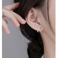 thumbnail image 2 of Solid 925 Sterling Silver CZ Cuff Piercing Stud Earrings Wraps for Women Teens X Criss Cross Cuff Earrings Huggie Hoops, 2 of 7