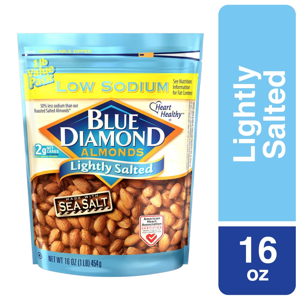 Blue Diamond Low Sodium Lightly Salted Almonds 16 oz - 5 Pack