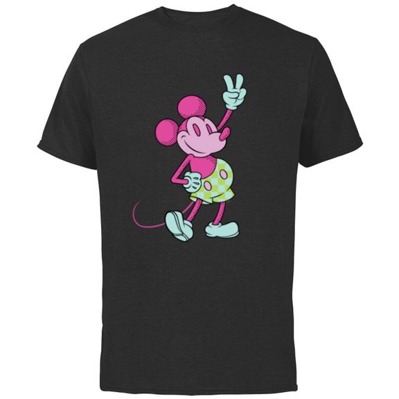 Disney Mickey Mouse Jaunty Pose Retro Pop Art - Short Sleeve Cotton T-Shirt for Adults - Customized-Black