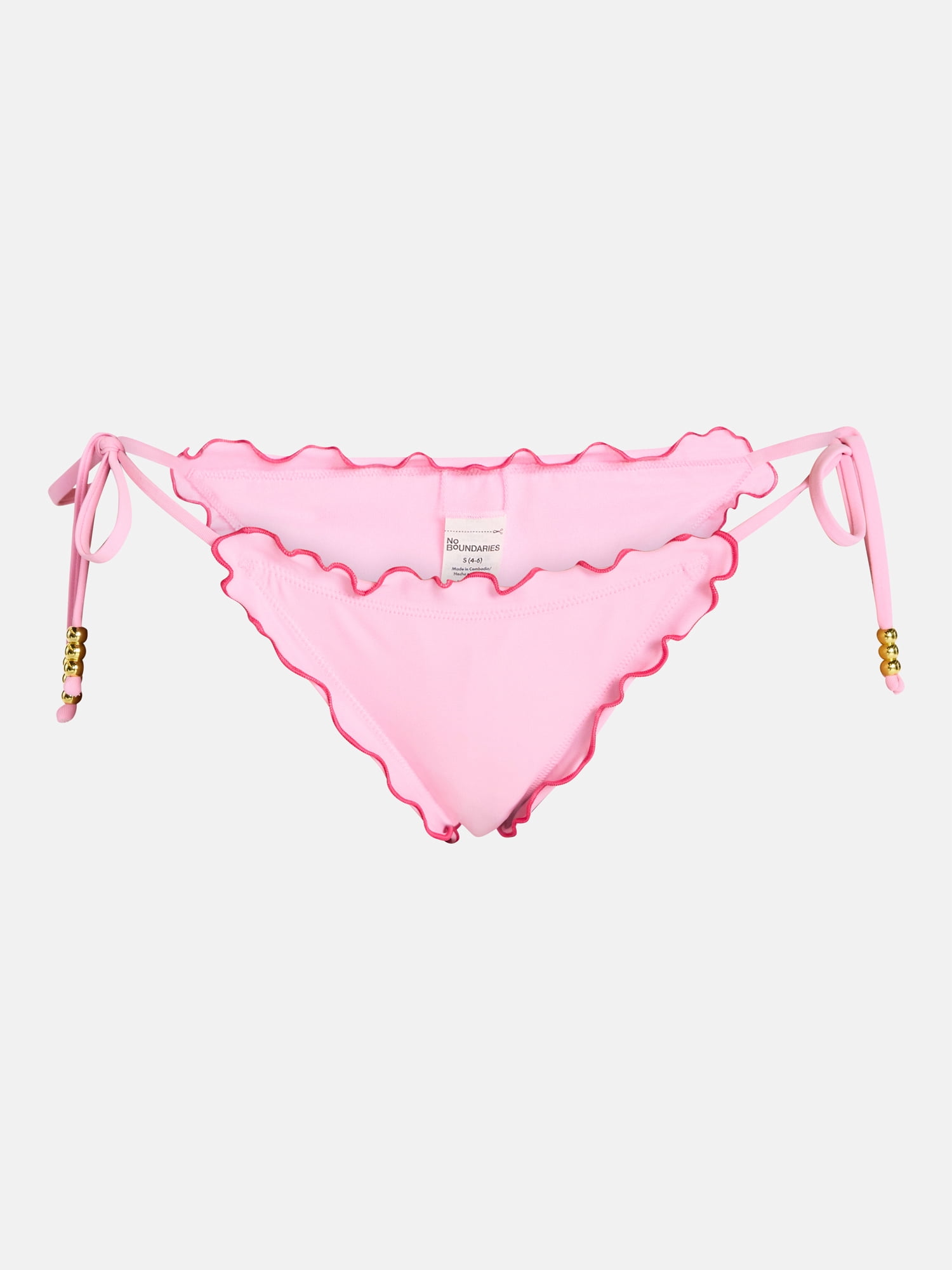 No Boundaries Lettuce Edge String Bikini Swim Bottoms, Women's XXS-XXL