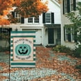 thumbnail image 5 of AVOIN Halloween Garden Flag Watercolor Stripes Teal Jack-O'-Lantern Vertical Double Sided, Non-Food Treats Available Here Yard Outdoor Decoration 12.5 x 18 Inch, 5 of 7