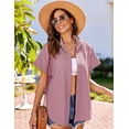 thumbnail image 3 of Zeagoo Linen Shirts for Women Button Down Short Sleeve V Neck Collared Casual Blouse Cotton Summer Tops, 3 of 6
