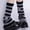 Dark Gray, variant on Striped Knee High Socks with Rhinestone Star Patches, Gothic Punk Y2K Long Socks Sweet Cool Cosplay Party Socks Dark Gray One Size