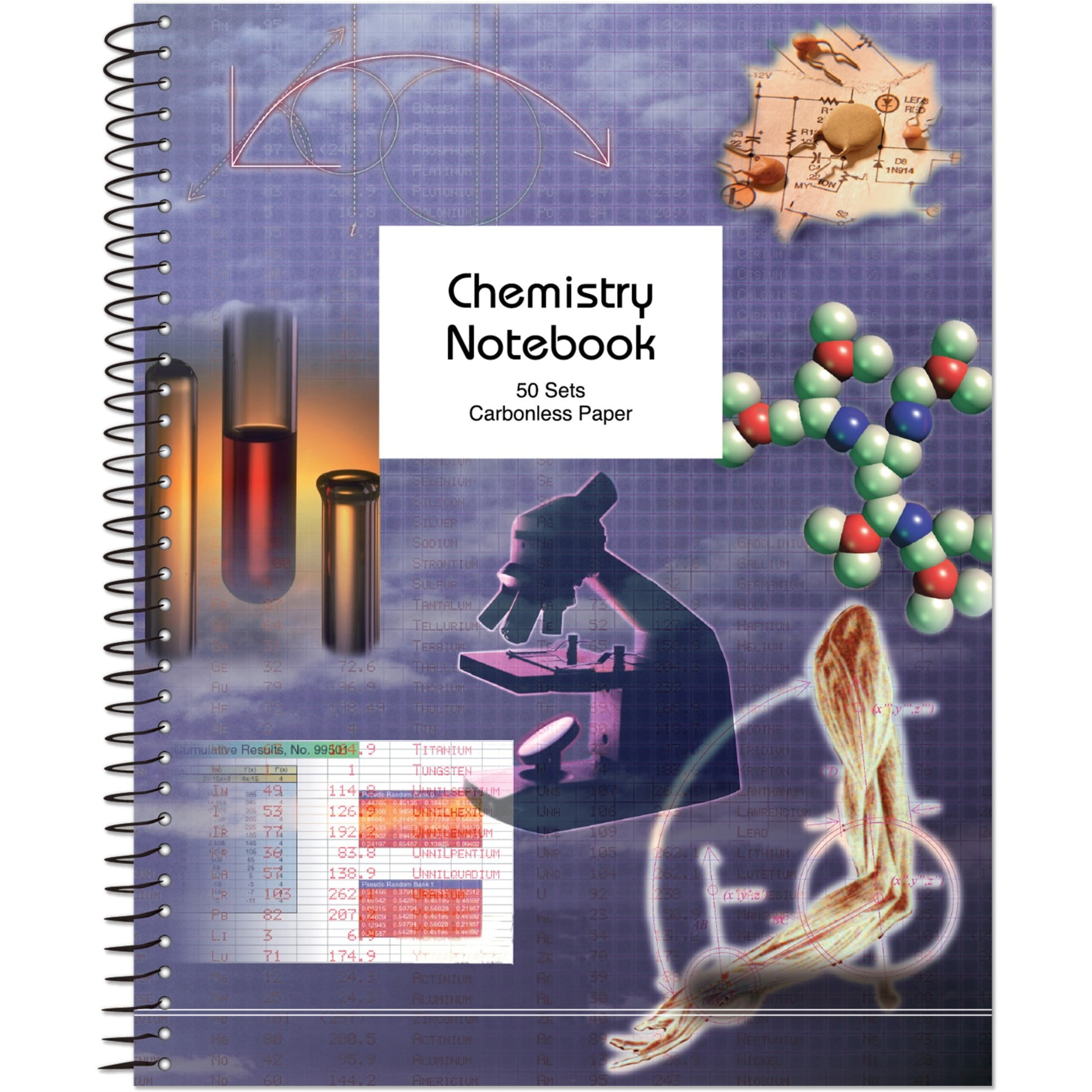 Roaring Spring 4x4 Graph Ruled Spiral Chemistry Lab Notebook with Carbonless Sets, 1 Case (12 Total), 11" x 8.5" 50 Sets, White/Blue Pages