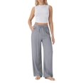 thumbnail image 2 of Women'S High Waist Drawstring Wide Leg Linen Blend Casual Pants with Pockets Gray L, 2 of 8