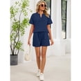 thumbnail image 6 of EASYBRA Women V Neck T Shirt and Drawstring Shorts Set Casual Summer Two Piece Outfit, 6 of 7