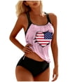 thumbnail image 5 of JoveMarine Women's Flag Print Two-Piece Bikini Set for Women, Padded Cups & Wire-Free, Sexy Beach Vacation Swimsuit, Trendy Bikini Sets for Women,Light pink M, 5 of 6