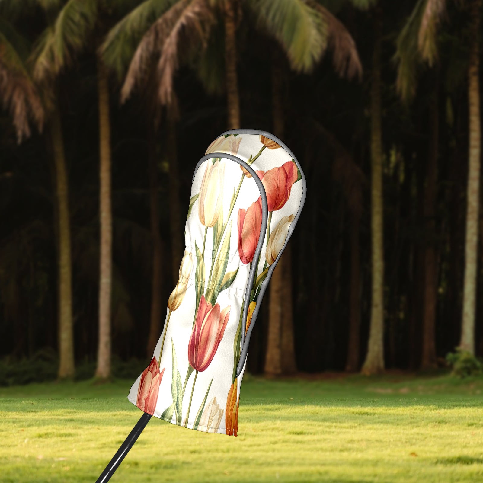 Golf Club Covers PU Leather Waterproof Head Covers for Fairway Woods Hybrids Tulip Unisex Fits Most Brands