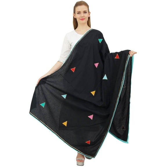 Phagun Indian Women's Chunni Designer Cotton Dupatta Ethnic Stole Scarves-Black