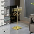 thumbnail image 2 of Gold Finish Modern Contemporary Hanukkah Menorah with Remote Control for Home, Office, or Kitchen, LED Light Bulbs, and Remote Control for Easy Daily Hanukkah Lighting Sequence, 2 of 3