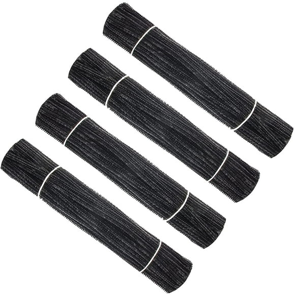 400Pcs Black Soft Pipe Cleaners Craft for DIY, Long Bulk Chenille Stems (6mm x 12 Inch)