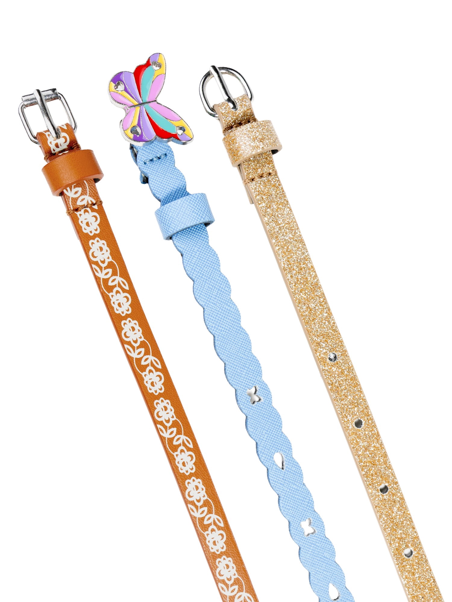 Wonder Nation Girls Fashion Belts, 3-pack, Sizes XS-XXL
