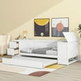 thumbnail image 4 of Tcbosik Twin Size Wooden Daybed with Storage Arms, Trundle and Charging Station, White, 4 of 10