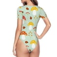 thumbnail image 4 of Naloa Mushroom Bee Women's Short-Sleeved Onesie, One-Piece Swimsuit for Parties, dates, clubs - Medium, 4 of 9