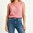 thumbnail image 6 of cocolona Summer Tank Tops for Women V Neck Sleeveless Button Shirts Casual Trendy Solid Color Blouses, 6 of 6