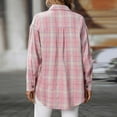 thumbnail image 4 of Dasayo Ladies Tops and Blouses Long Sleeve Pink Loose Fit Casual Collared Plaid Button-Up Shirts Womens Tshirts L, 4 of 8
