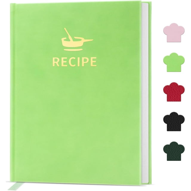 Blank Recipe Book to Write in Your Own Recipes, Stylish Hardcover Recipe Notebook, 7" x 9.6" Recipe Journal for Cooking Lovers, Perfect DIY Cookbook to Organize Your Recipes, Light Green