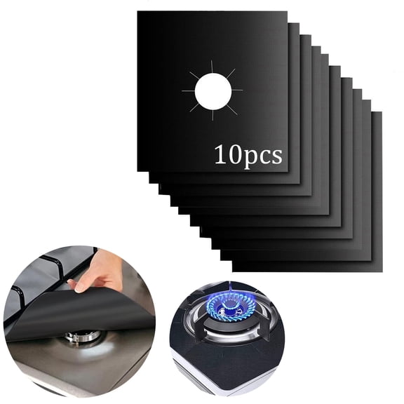UHIAGREE 10 pack Gas Stove Burner Covers,10.6" x 10.6" Non-Stick Stove Top Range Protectors,Reusable