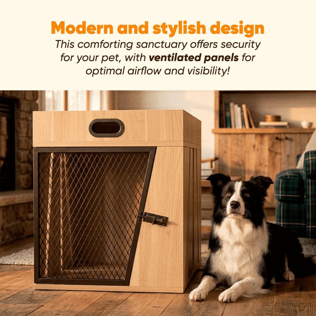 Lucky Kennels Penny Pet Crate (Medium) - Multi-Functional Pet Kennel & Decorative Side Table with Storage
