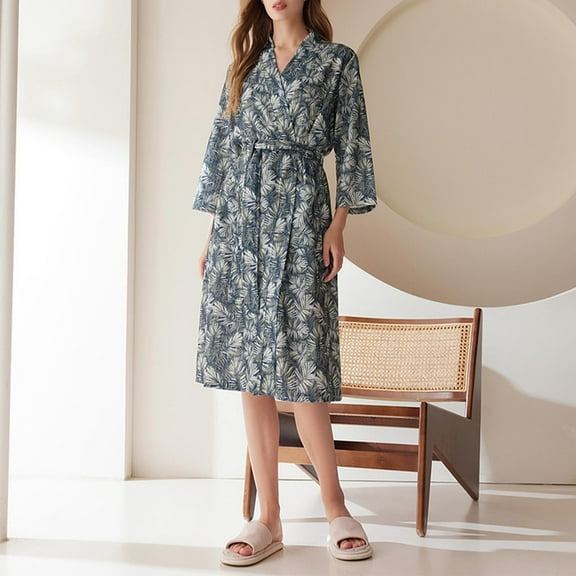 Wancir Womens Robe Lightweight Cotton Robes Short Knit Bathrobe Soft Ladies Sleepwear with Pockets