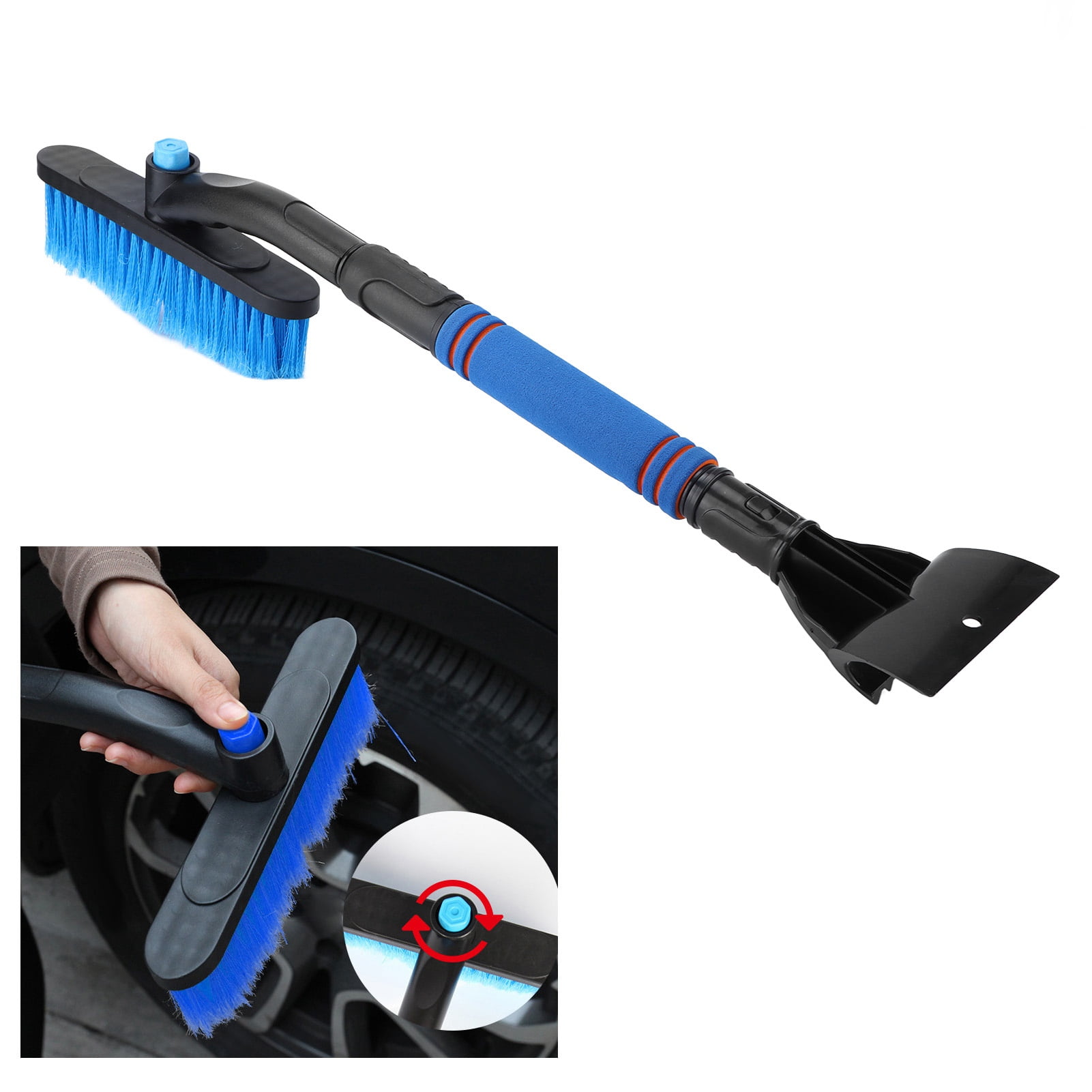 Fugacal Car Extendable Snow Scraper,Car Snow Brush Ice Scraper 2‑in‑1