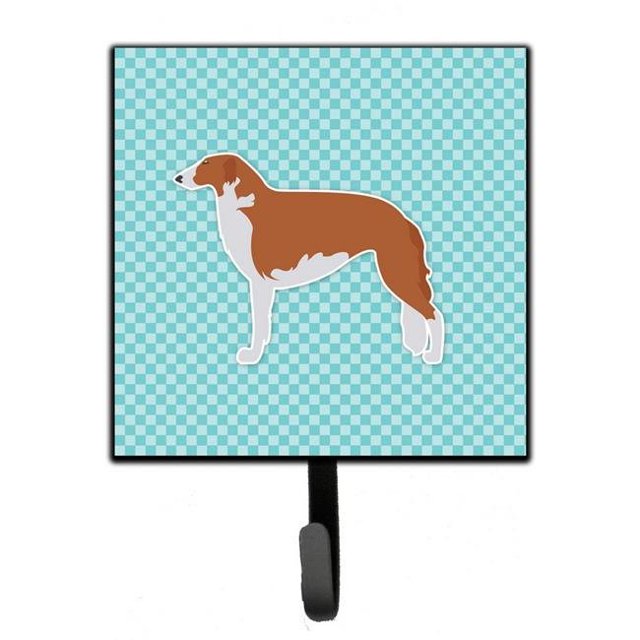 Borzoi Russian Greyhound Checkerboard Blue Leash or Key Holder