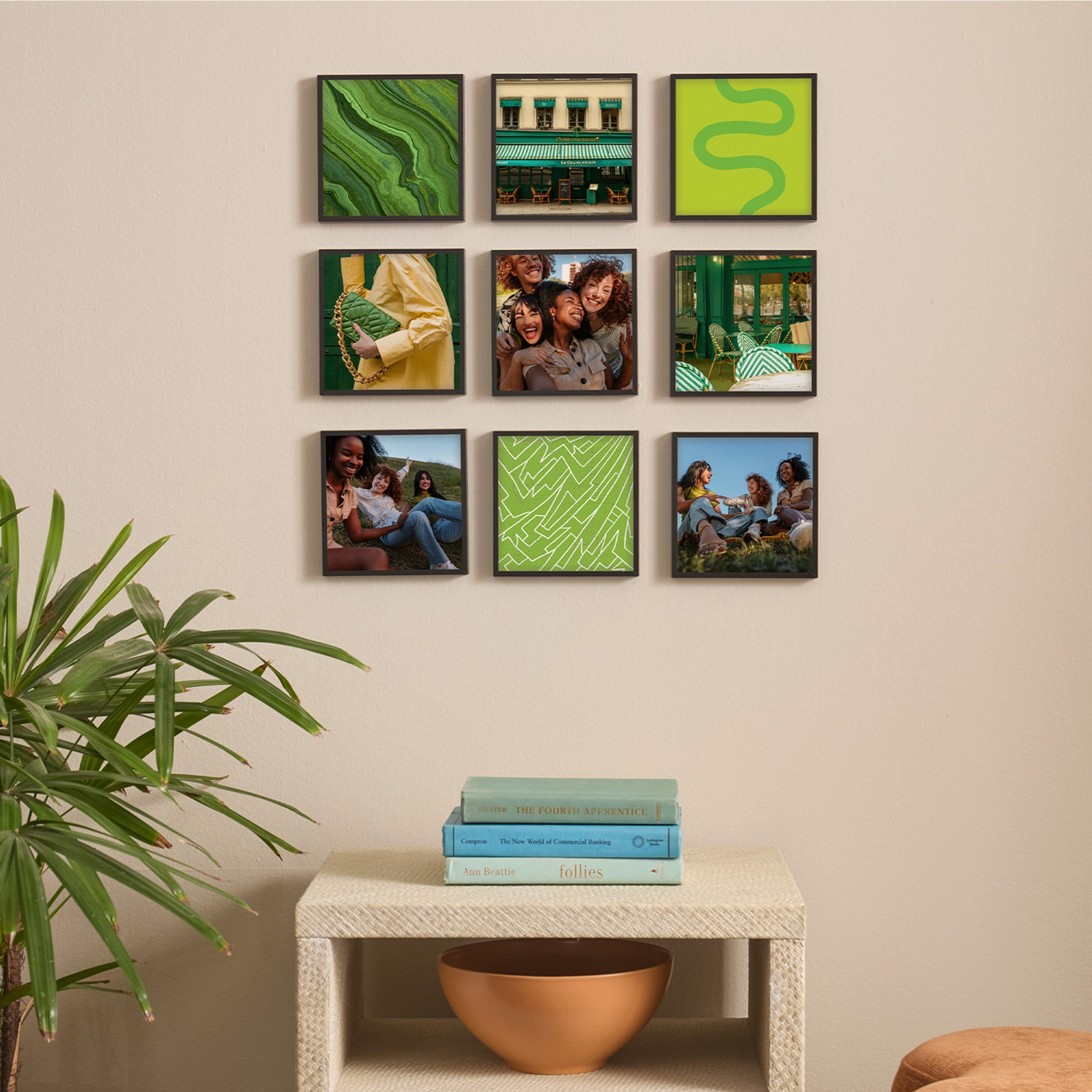 TilePix Mini 6x6 Black Photo Frame - Customizable Magnetic Frame for Gallery Wall, Nail-Free Hanging Photo Tile