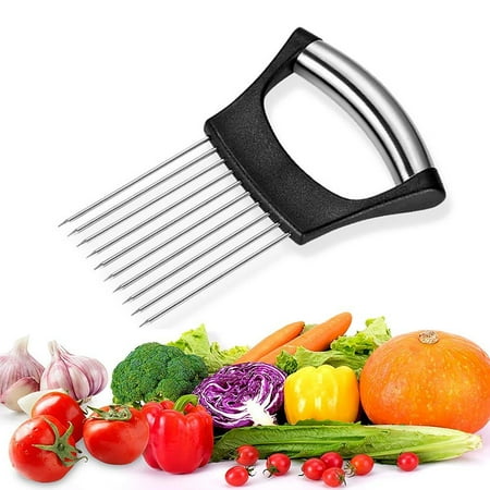 

Stainless Steel Onion Holder for Slicing Onion Slicer Cutter Chopper Vegetable Tomato Lemon Potato Meat Slicer Tool Cutting Kitchen Gadget