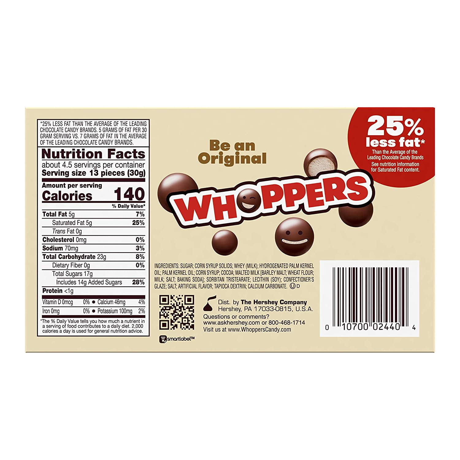 WHOPPERS Chocolate Malted Milk Balls Candy, 5 Ounce (Pack of 12)