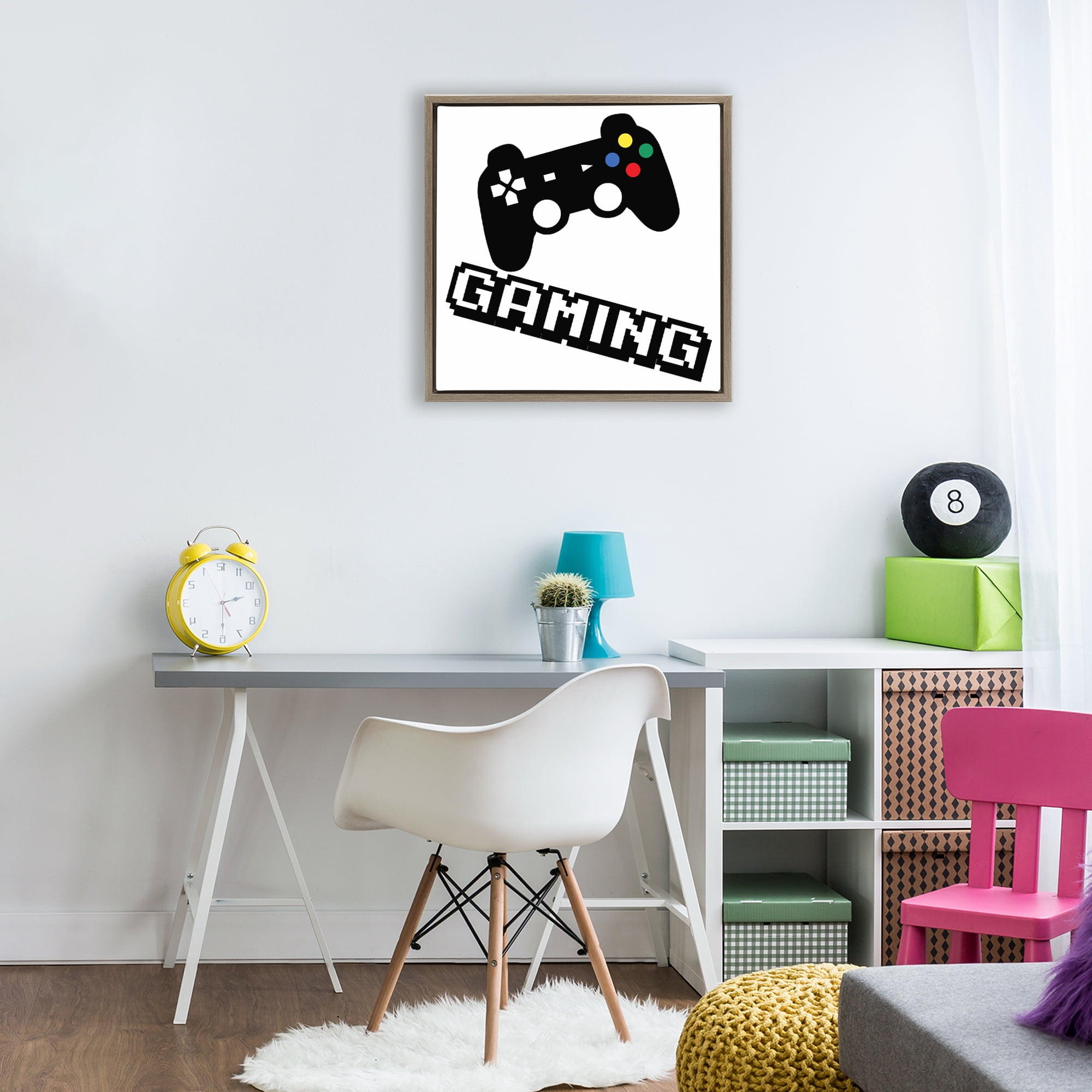 Stupell Industries Playful Pixel Gaming Brown Framed Floater Canvas Wall Art, design by Marcus Prime