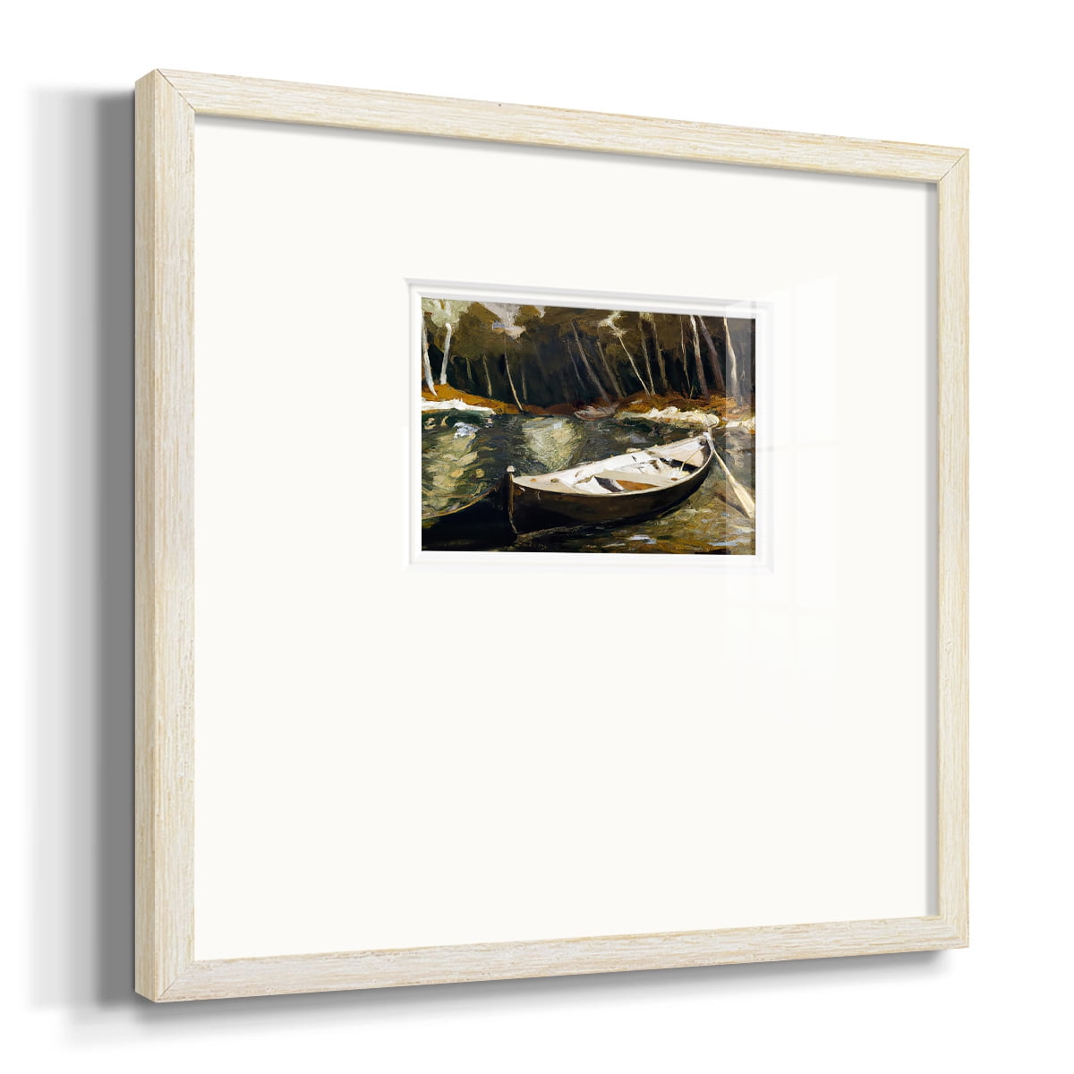 Canoe in the WoodsPremium Framed Print