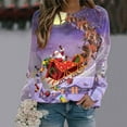 thumbnail image 2 of Chandail de Noël pour Femmes Col Rond Chandail Chaud Veste Mi-Longue Imprimée Mode chandail à Manches Longues Cardigan Fermeture Vacances Noël, 2 of 4