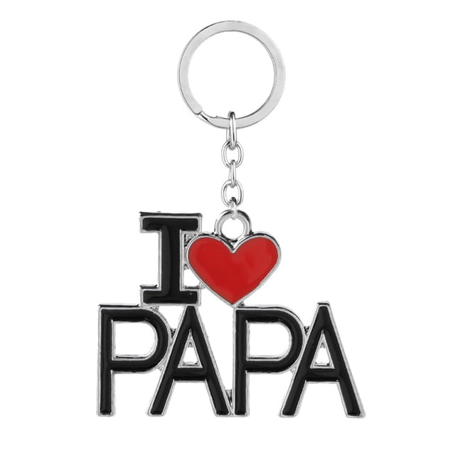 Llavero con letras "I LOVE PAPA", joyería de metal, llavero para el Día del Padre, regalo de cumpleaños