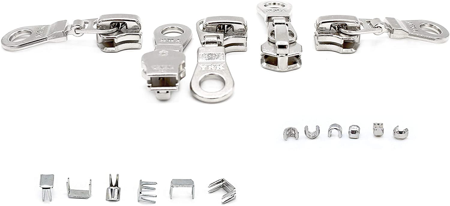 YKK Zipper Repair Kit Solution 5 Zipper Heads Sliders with Pulls 5